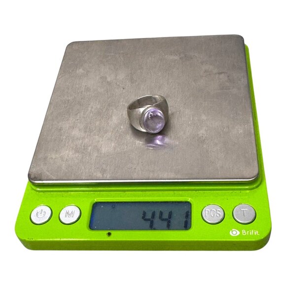 Handcrafted Sterling Silver Mexico Amethyst Statement Ring Artisan Gemstone Sz 6 - Picture 6 of 9